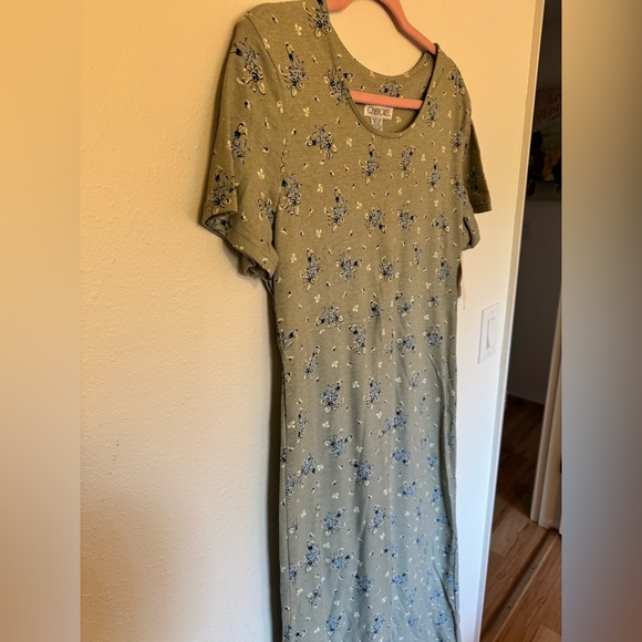 VTG NEW Y2K Cherokee Maxi Dress Floral 100% Cotton Size Medium Green NWT - Picture 2 of 6